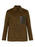 Yves Salomon leather-patch wool jacket - Brown