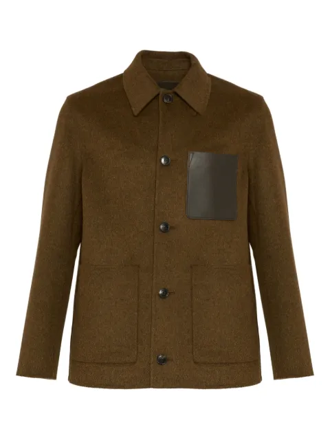 Yves Salomon leather-patch wool jacket