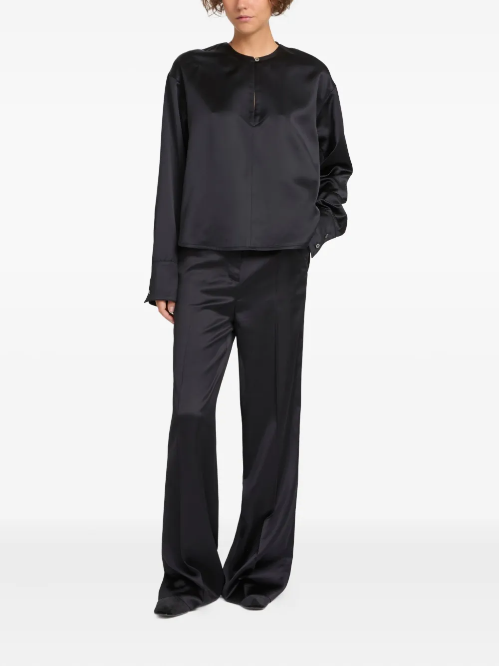 Yves Salomon Wool Blend Blouse In Black