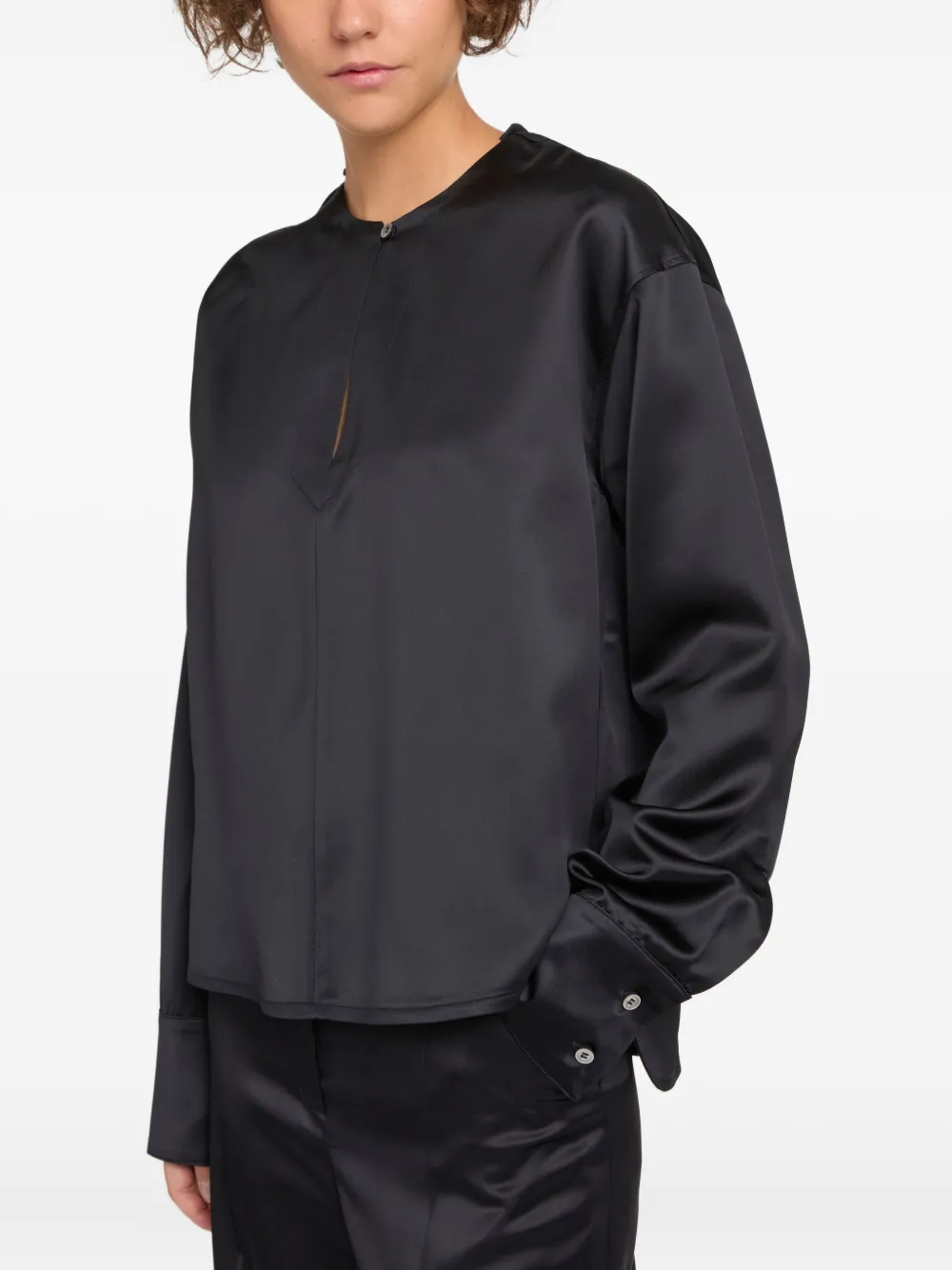 Yves Salomon Wool Blend Blouse In Black