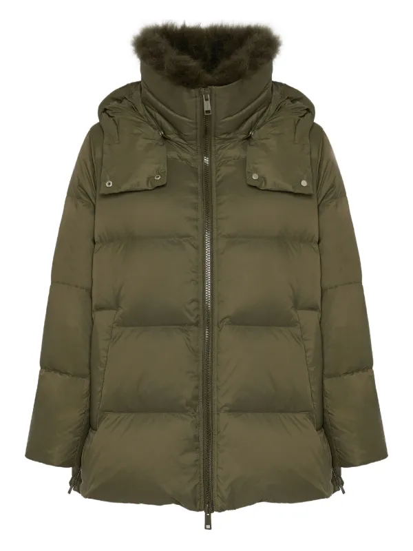 Yves Salomon ウールカラーダウンジャケット | グリーン | FARFETCH JP
