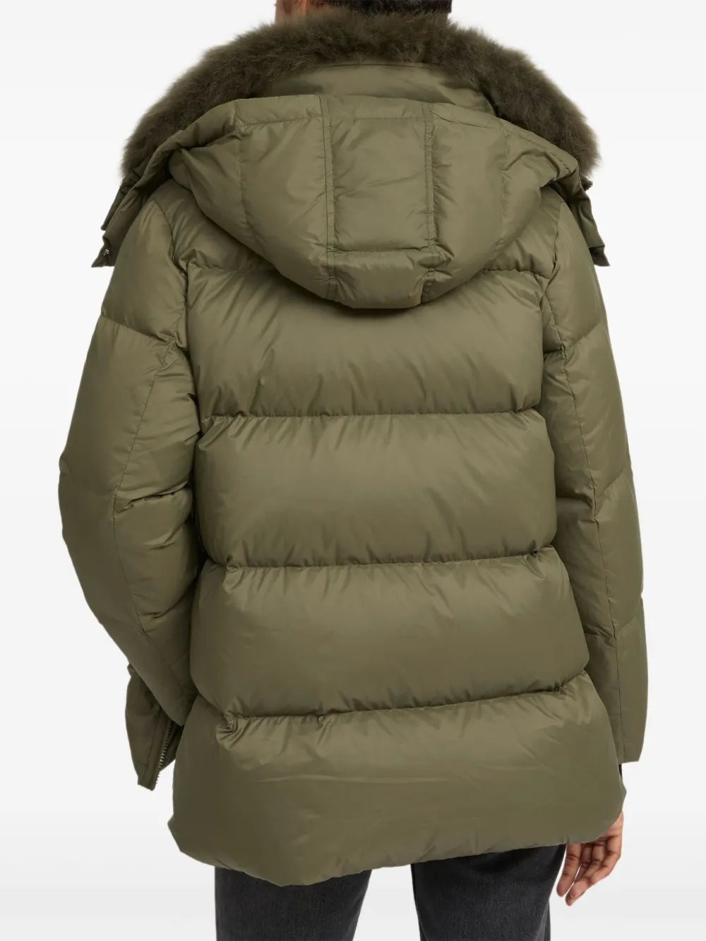Yves Salomon lambswool-collar down jacket Groen