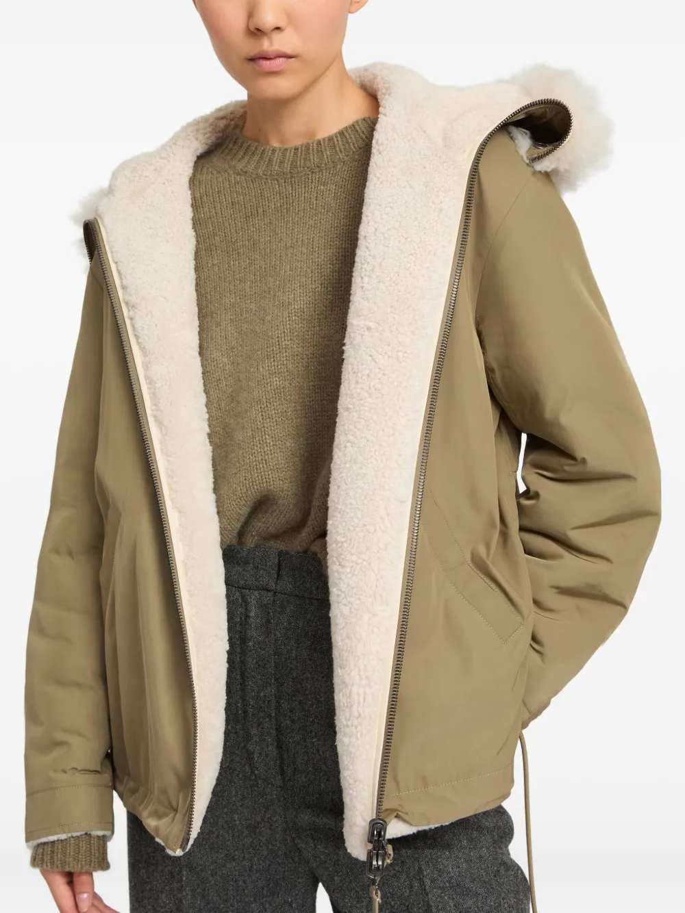 Yves Salomon Hooded Reversible Jacket In Gold