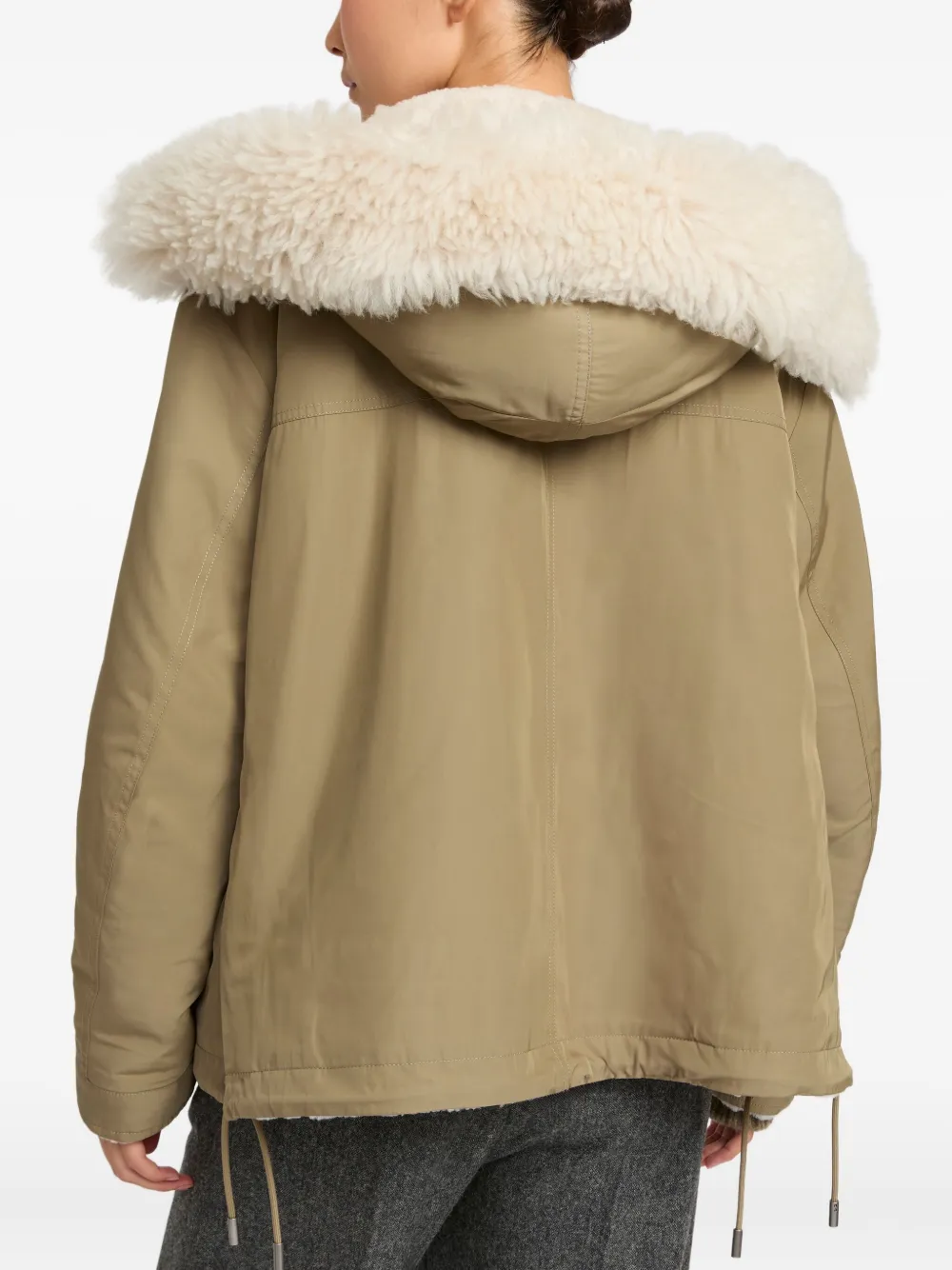 Yves Salomon Hooded Reversible Jacket In Gold