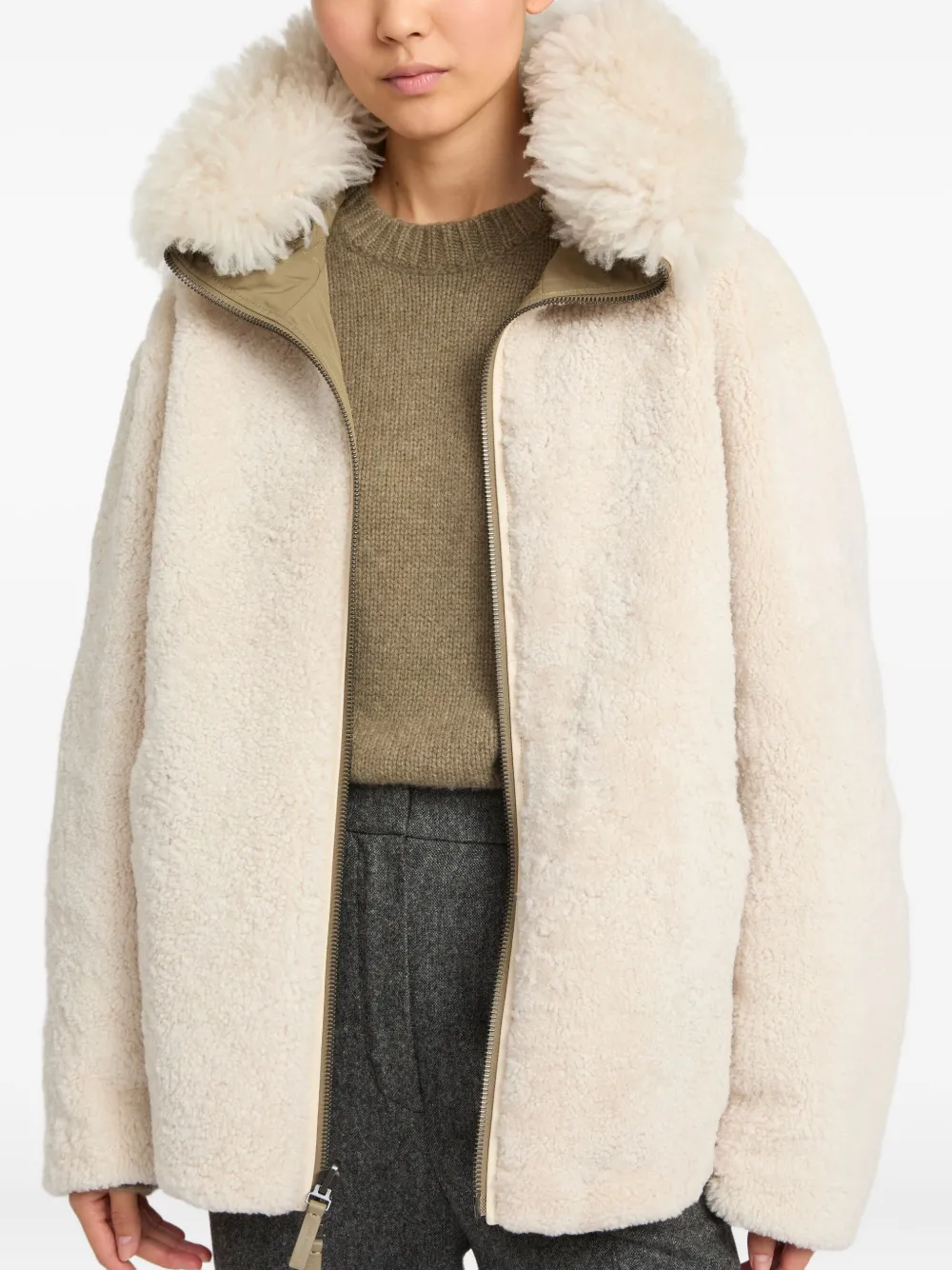 Yves Salomon Hooded Reversible Jacket In Gold