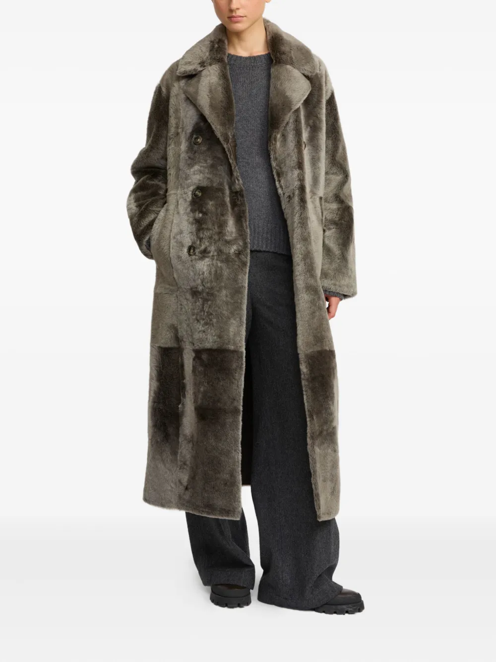 Yves Salomon double-breasted patchwork coat | Double Breasted & Peacoats | Image 2