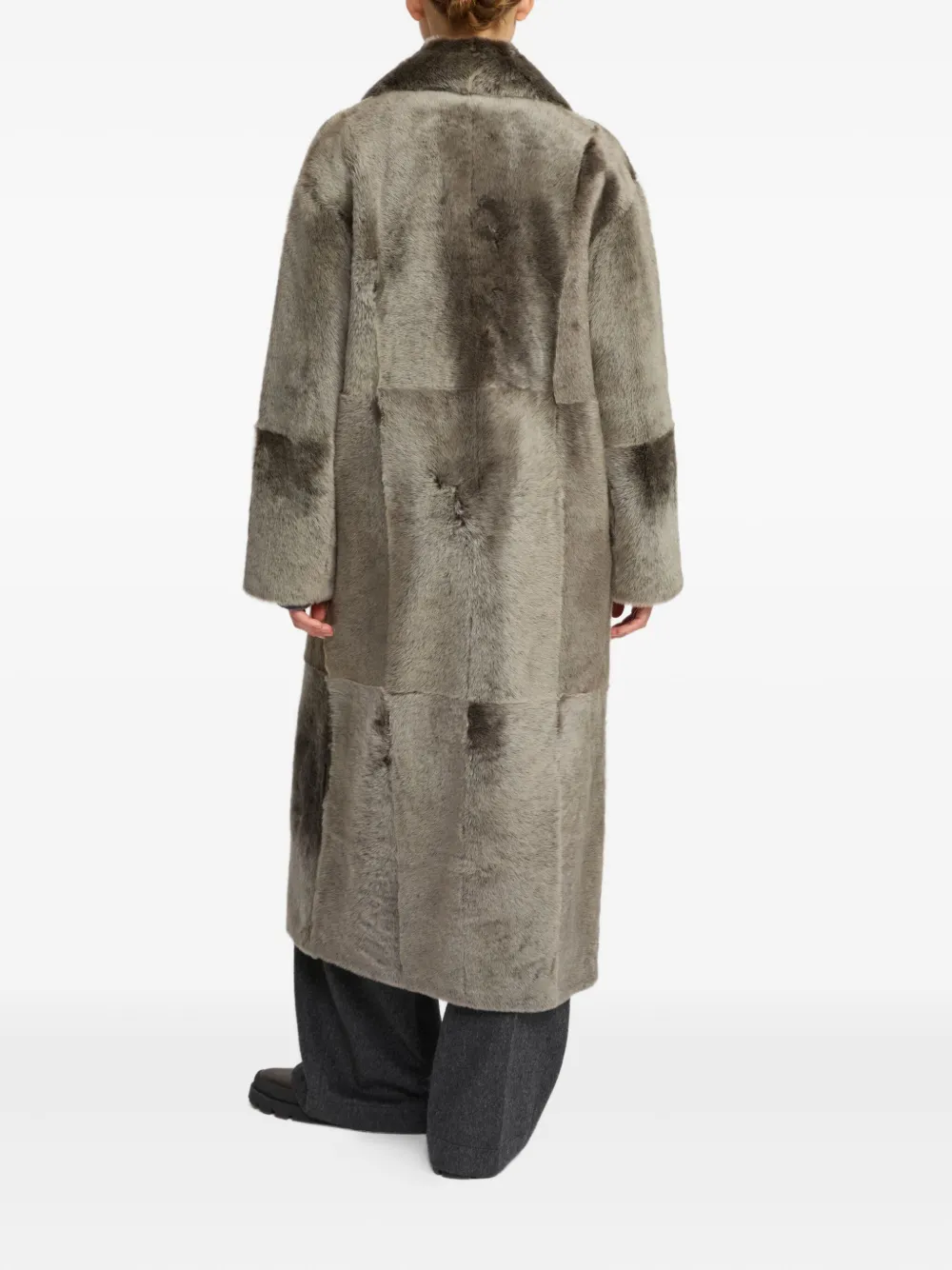 Yves Salomon double-breasted patchwork coat Grijs