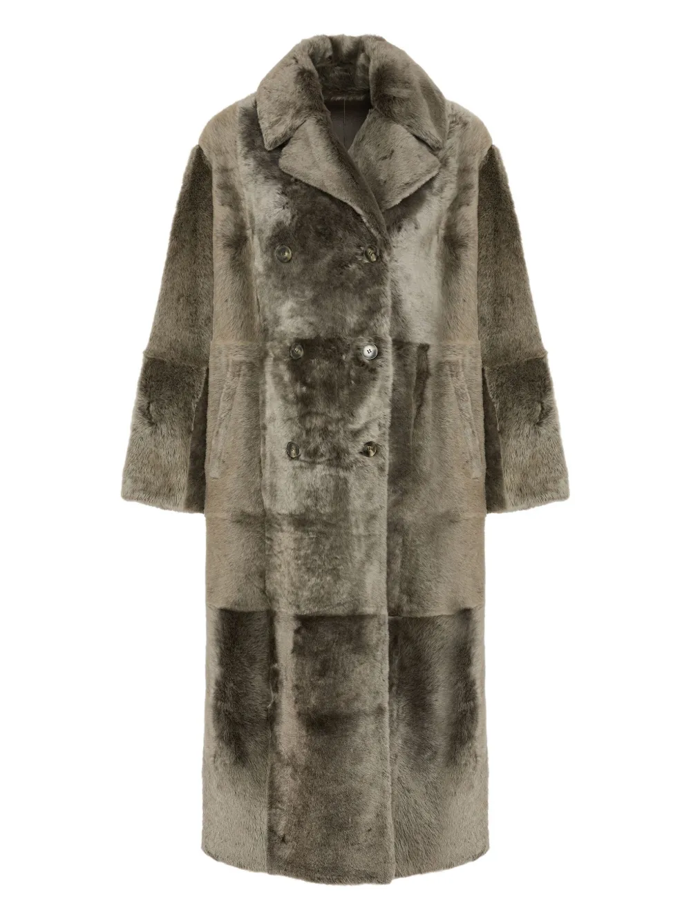 Yves Salomon double-breasted patchwork coat | Grey | Image 1