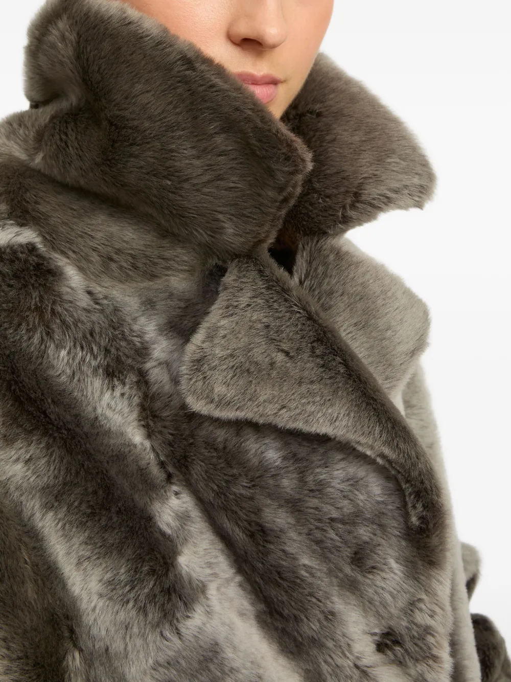 Yves Salomon double-breasted patchwork coat Grijs