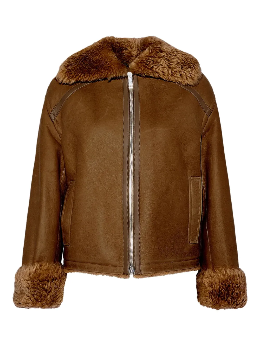 Yves Salomon shearling boxy jacket | Brown | Image 1