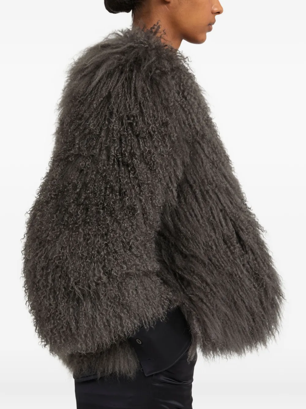  Yves Salomon Short Shearling Jacket - Grey 
