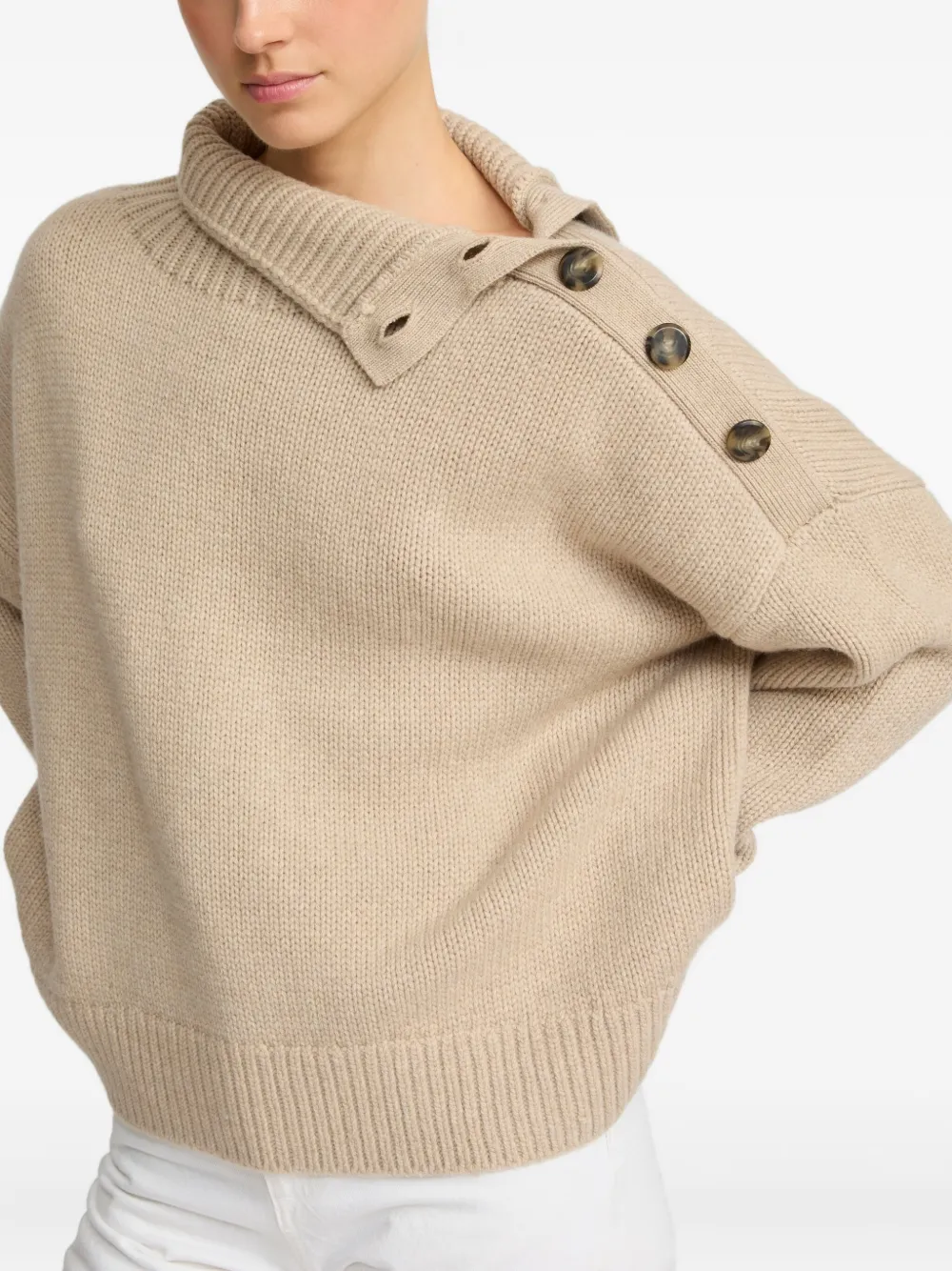 Yves Salomon high-neck button-detail sweater | Knitted Sweaters | Image 2