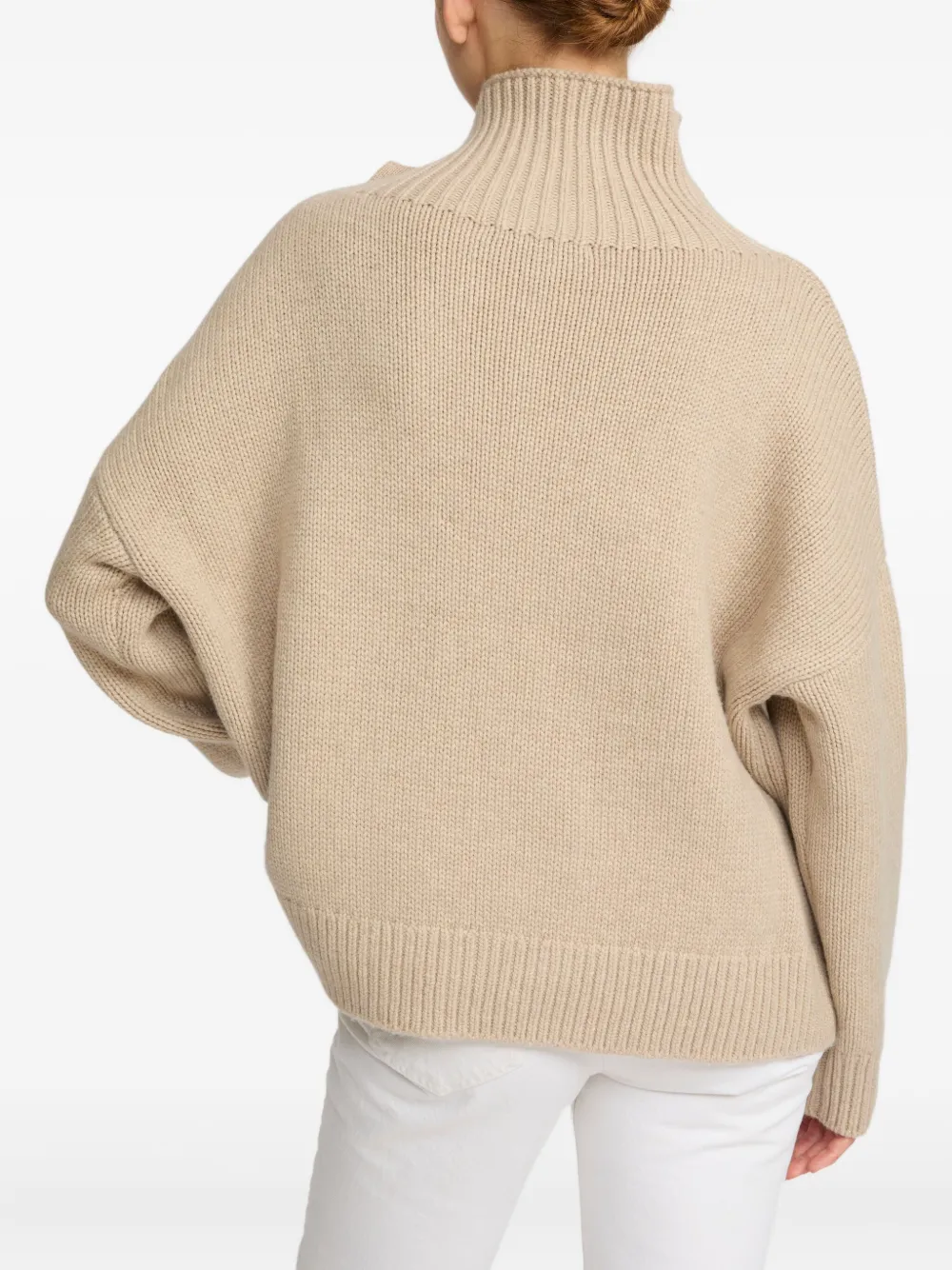 Yves Salomon High-neck Button-detail Sweater In Brown