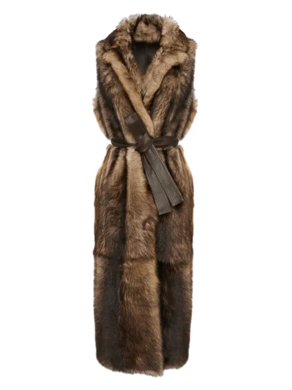 Yves Salomon Toscana Shearling Coat in Brown