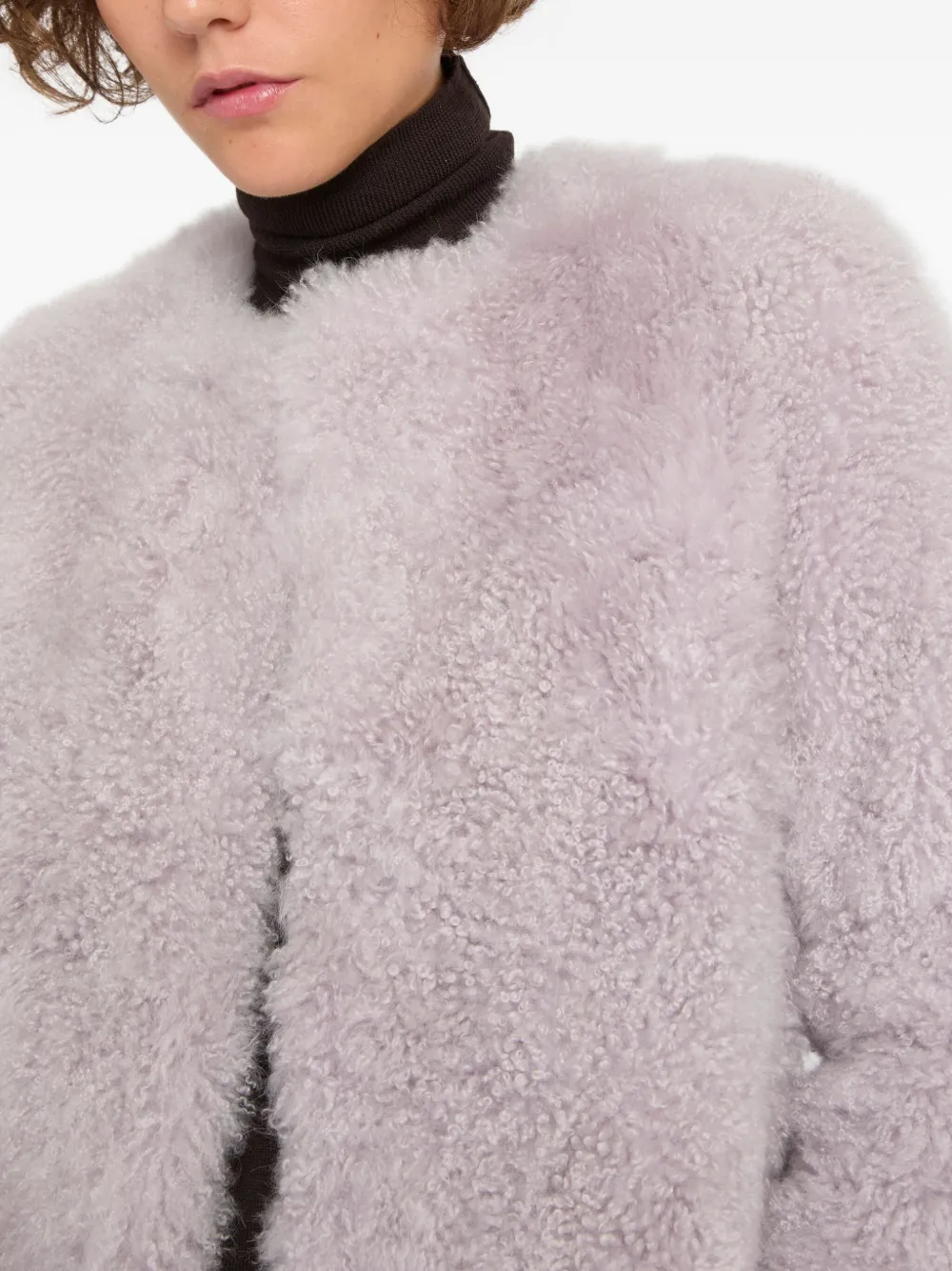 Yves Salomon Belted-waist Coat In Purple