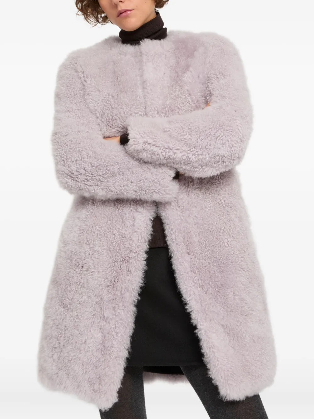 Yves Salomon Belted-waist Coat In Purple