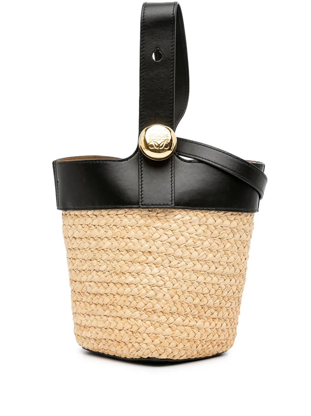 Pre-owned Loewe 2024 Mini Raffia Pebble Bucket Bag Satchel