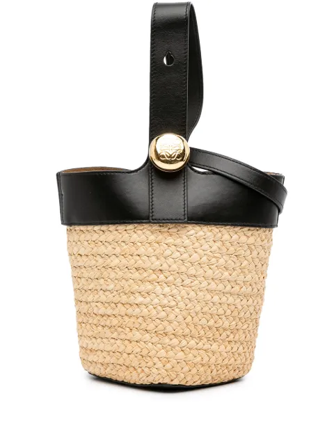 Loewe Pre-Owned 2024 Mini Raffia Pebble Bucket Bag satchel