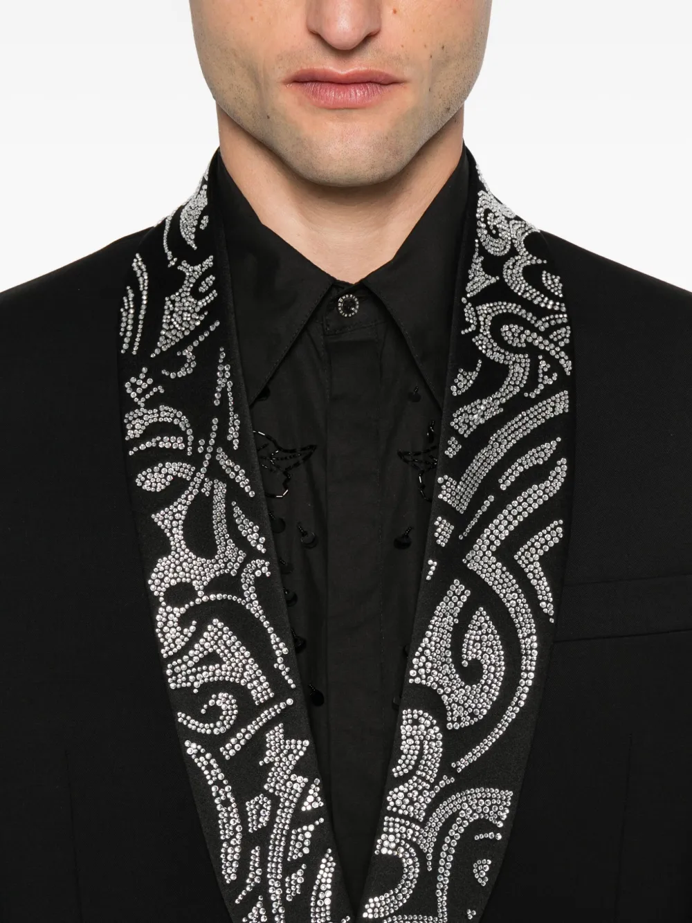 John Richmond Rotrol verfraaide blazer met sjaalkraag Zwart
