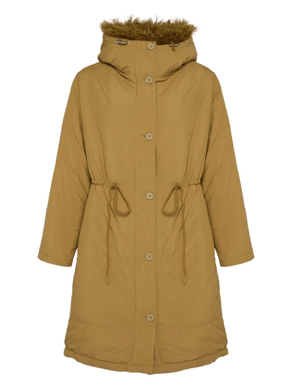 Yves Salomon Lambskin-trim Parka In Brown