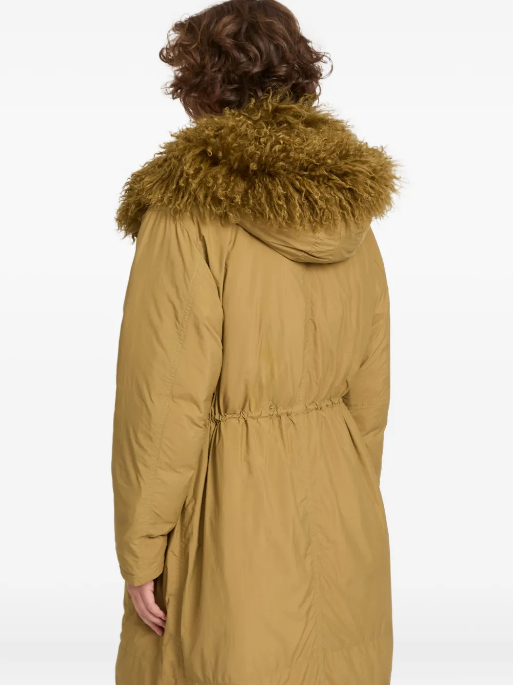 Yves Salomon Lambskin-trim Parka In Brown