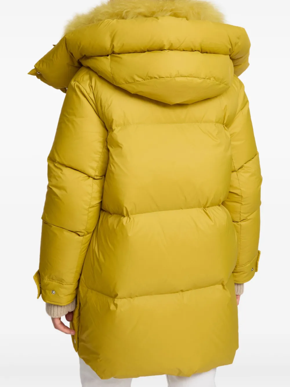 Yves Salomon hoodedlambshearling down coat Geel