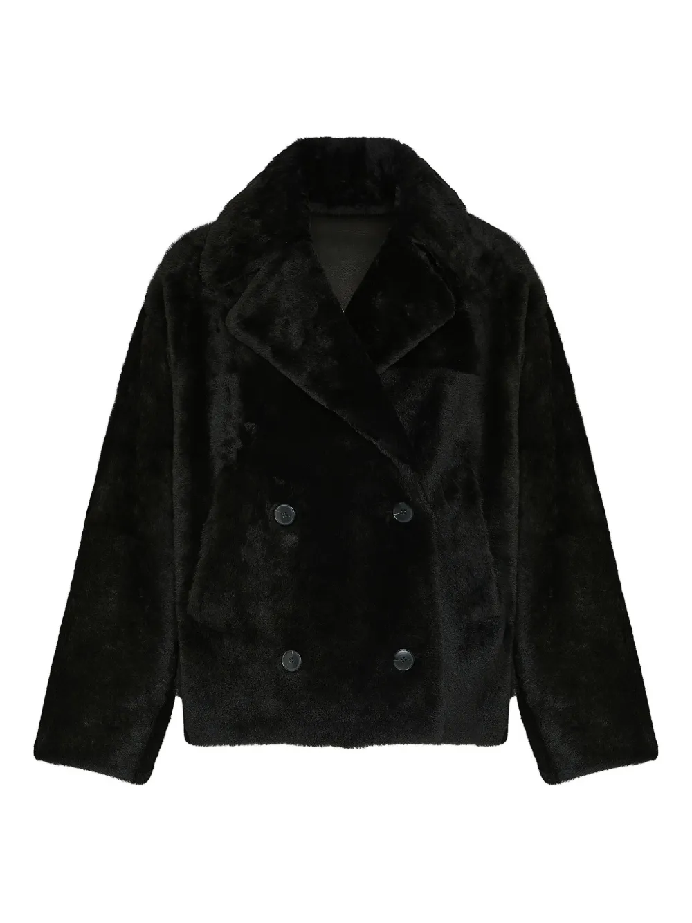 Yves Salomon double-breasted shearling jacket | Black | Image 1