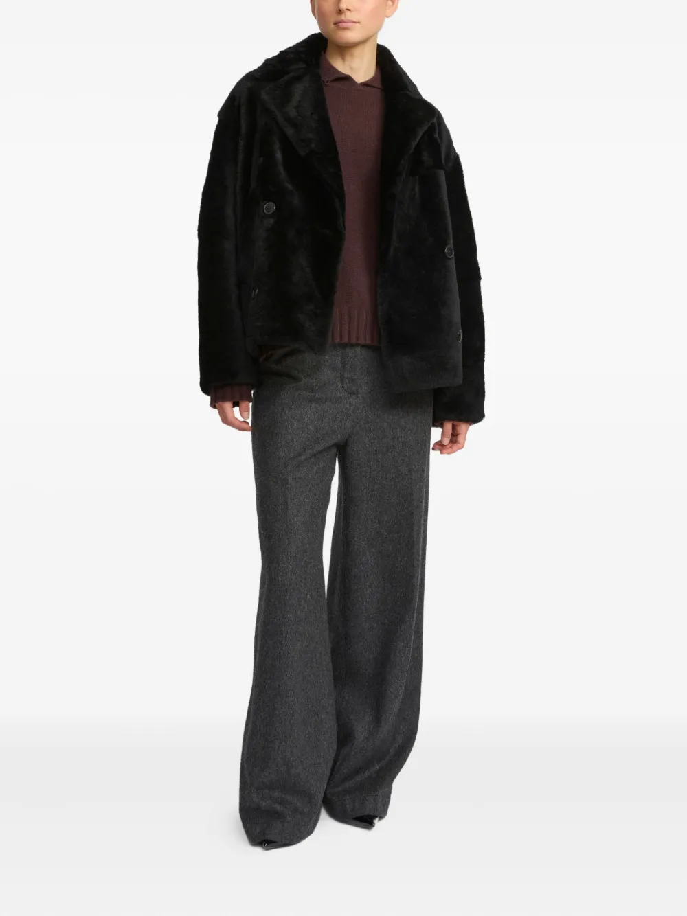 Yves Salomon double-breasted shearling jacket | Faux Fur & Shearling Jackets | Image 2