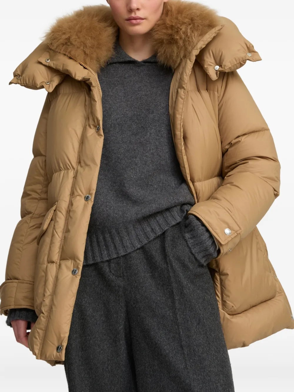 Yves Salomon hooded down coat - Bruin