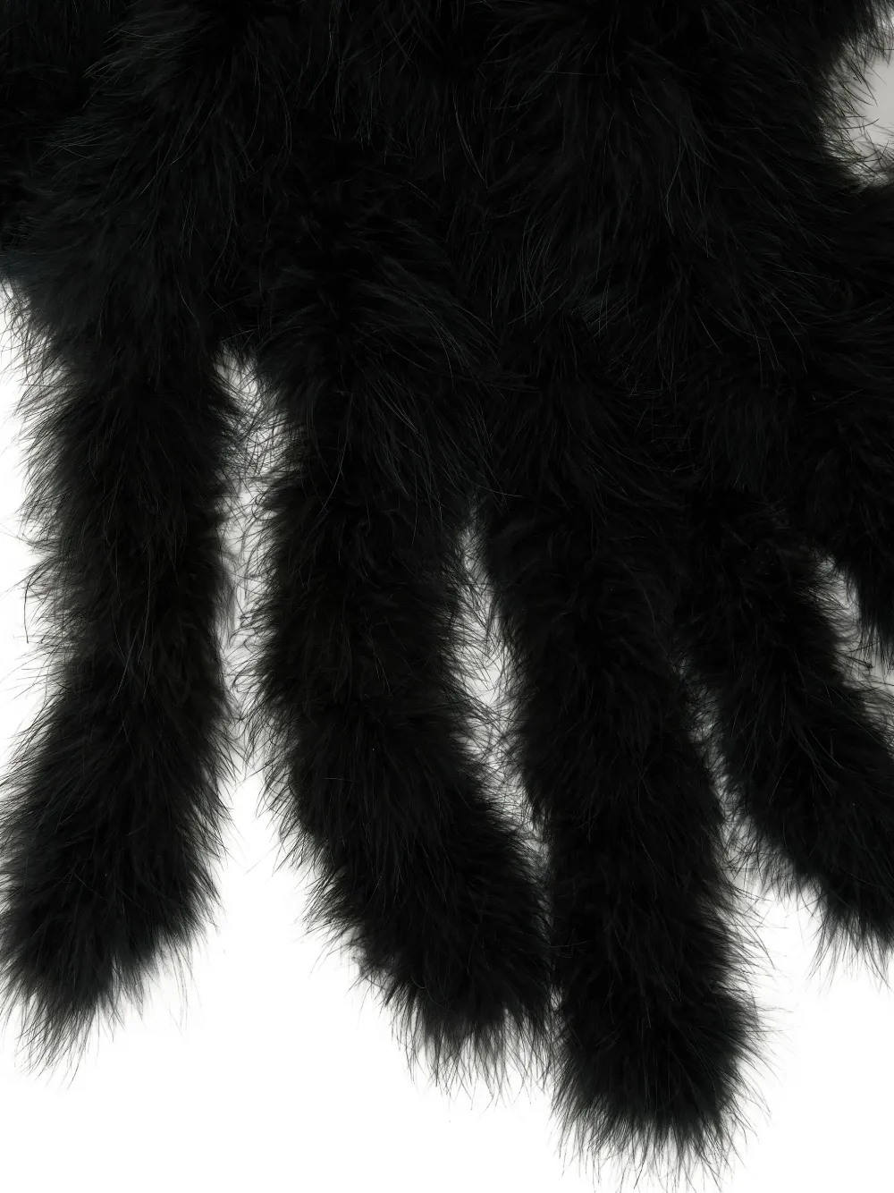 Yves Salomon fringed feather scarf - Zwart
