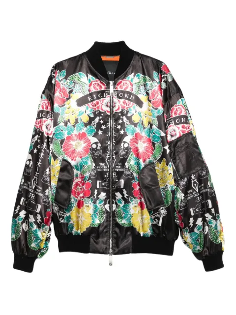 John Richmond floral skull-print bomber jacket
