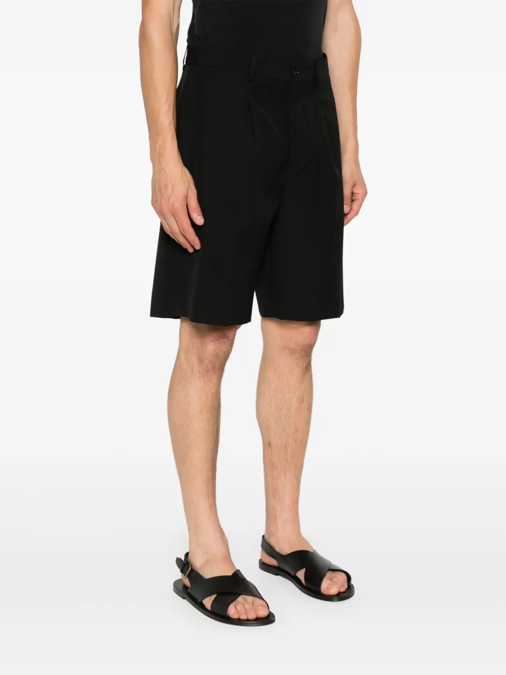 BE ABLE Geplooide katoenen shorts Zwart
