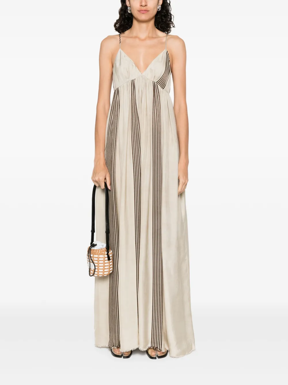 Uma Wang Gestreepte jurk - Beige