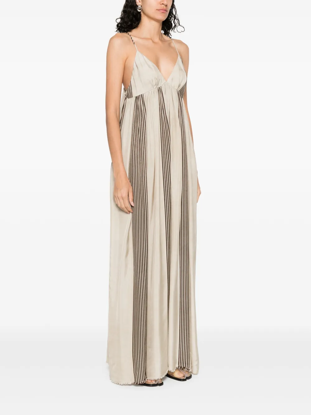 Uma Wang Gestreepte jurk Beige