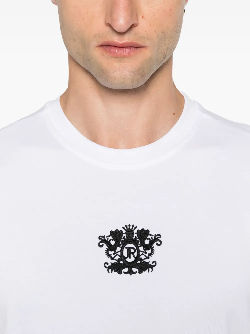 John Richmond Katoenen T-shirt met wapenschild Wit