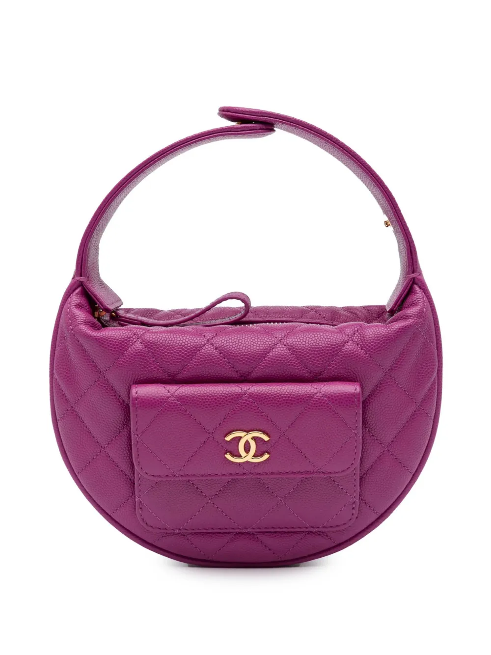 CHANEL Pre-Owned 2021-2024 Quilted Caviar Polly Pocket Hobo handbag | Purple | Image 1