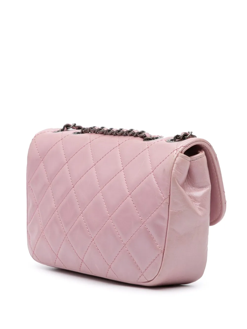Pre-owned Chanel 2015-2016 Mini Quilted Metallic Calfskin Coco Pleats Chain Flap Crossbody Bag