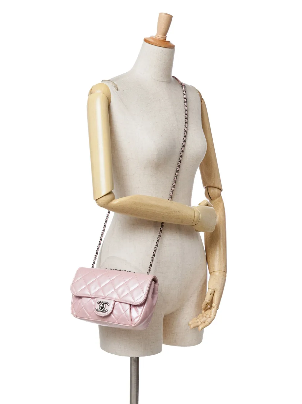 Pre-owned Chanel 2015-2016 Mini Quilted Metallic Calfskin Coco Pleats Chain Flap Crossbody Bag