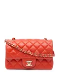 CHANEL Pre-Owned 2017-2018 Mini Rectangular Classic Lambskin Single Flap crossbody bag - Orange