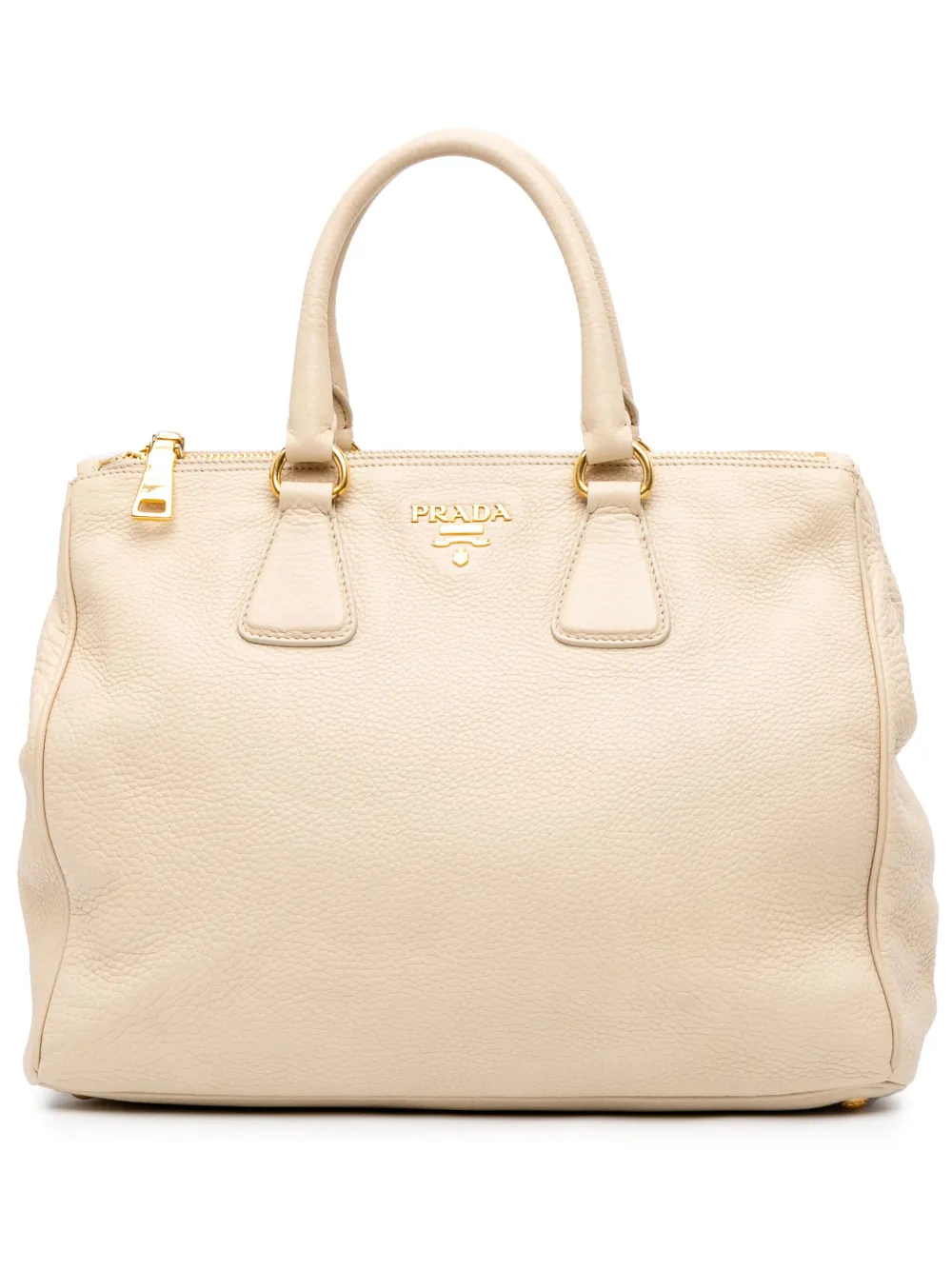 Pre-owned Prada 2000-2024 Large Vitello Daino Double Zip Tote Satchel