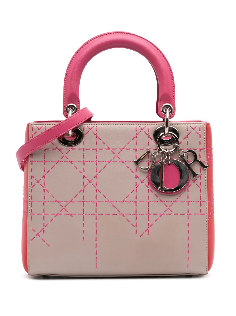 Christian Dior Pre-Owned 2014 ミディアム トリコロール ラムスキン マクロカナージュ ステッチ レディ Christian Dior Pre-Owned 2014 ミディアム トリコロール ラムスキン マクロカナージュ ステッチ レディ