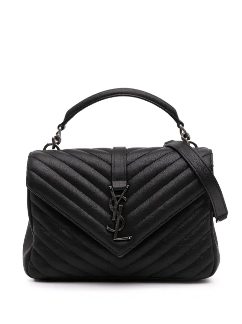 Saint Laurent Pre-Owned 2021 Medium Quilted Chevron Sheepskin College satchel