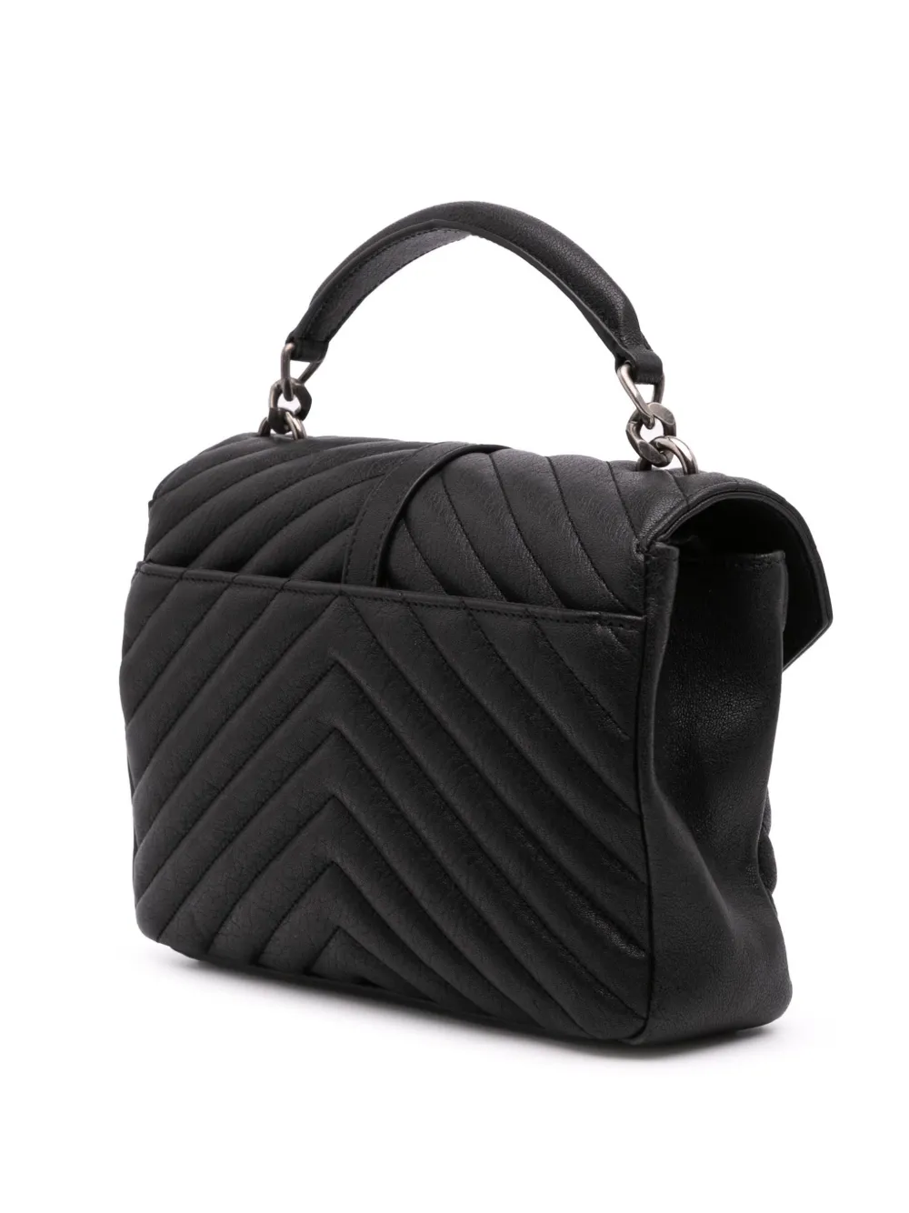 Pre-owned Saint Laurent 2021 Medium Quilted Chevron Sheepskin College Satchel