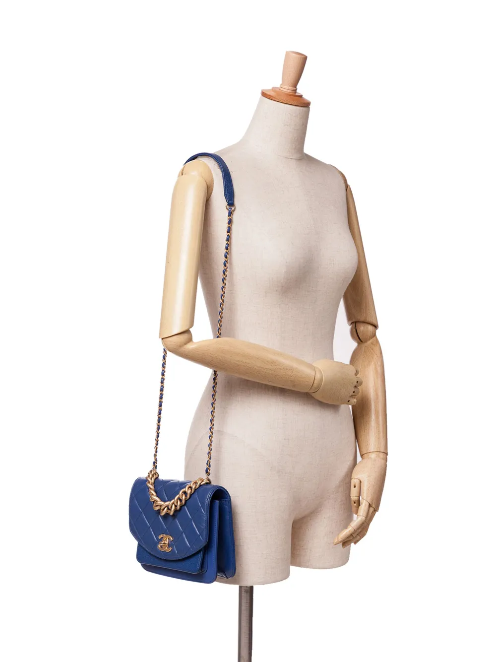 CHANEL Pre-Owned 2019 Mini Quilted Aged Calfskin and Caviar Chain Handle Flap satchel | Pre-Owned | Image 2