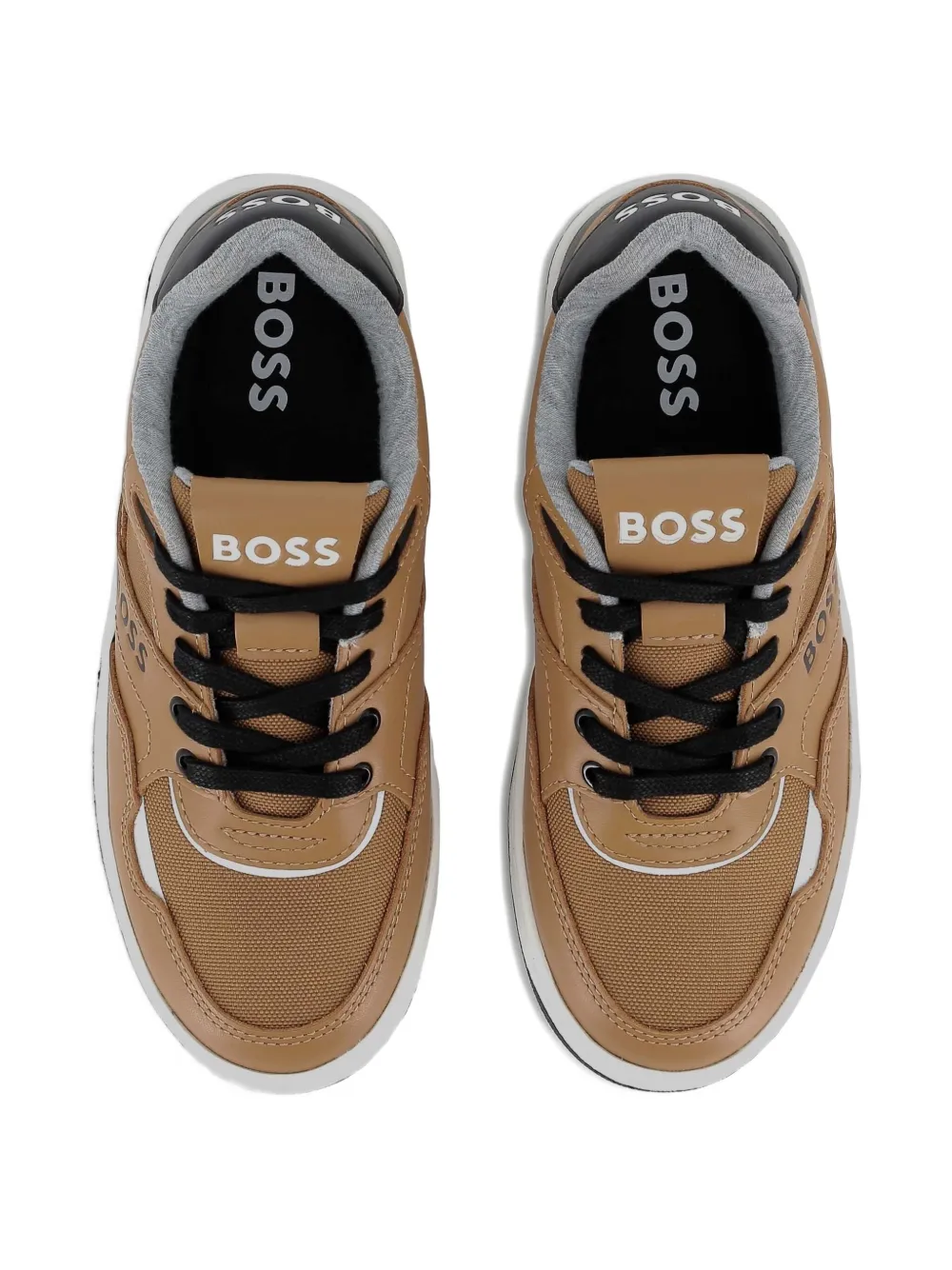 BOSS Kidswear leather sneakers Brown