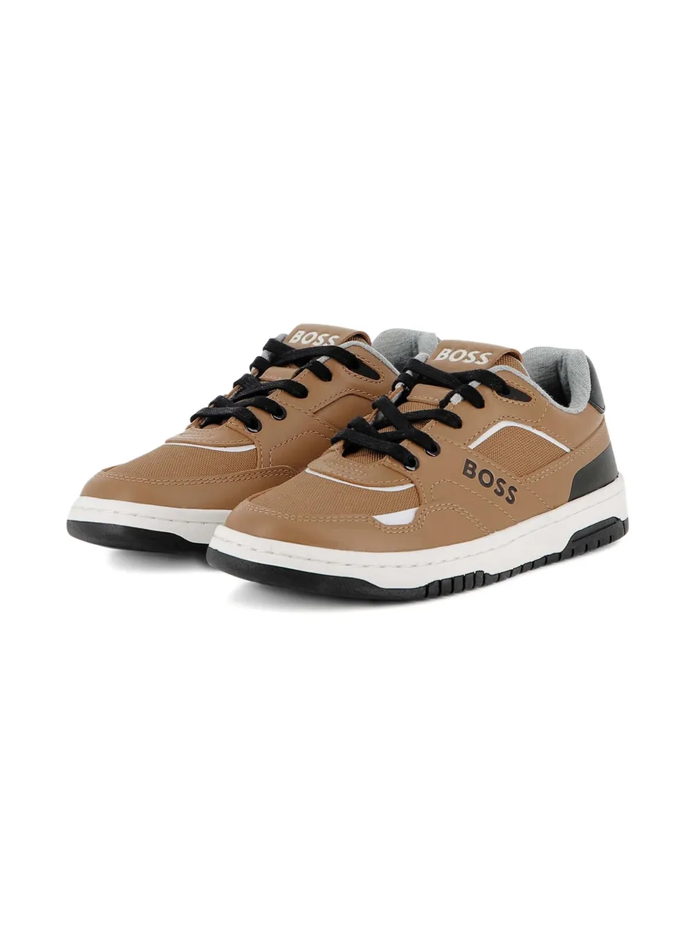BOSS Kidswear leather sneakers Brown