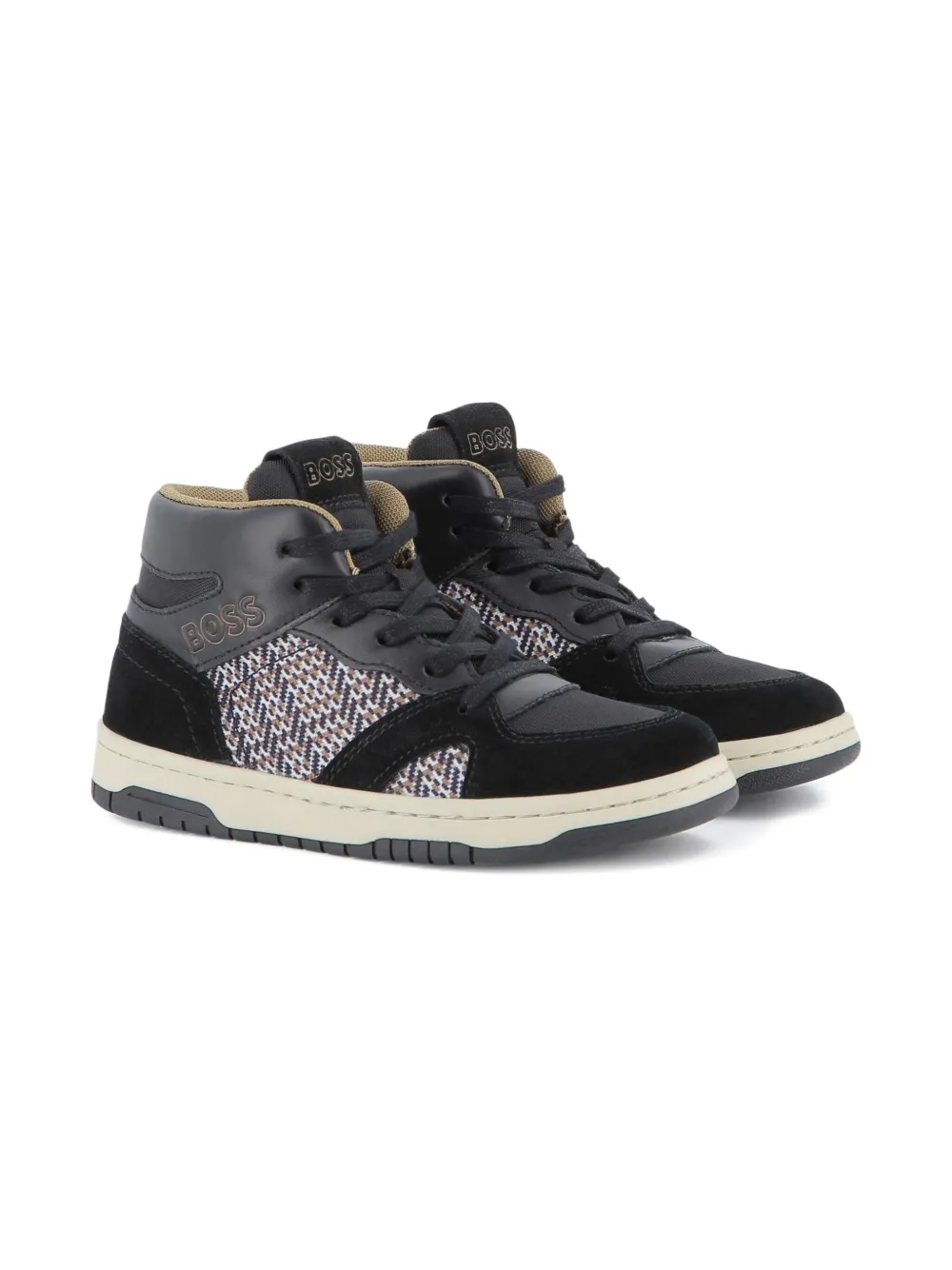 BOSS Kidswear Sneakers met logo-reliëf Zwart