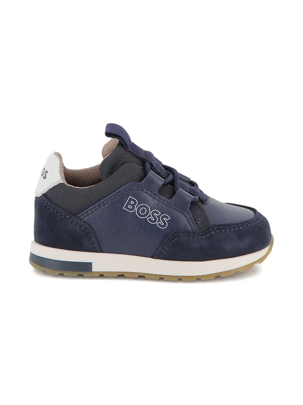 BOSS Kidswear Leren sneakers - Blauw