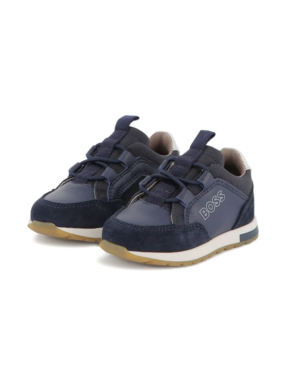 BOSS Kidswear leather sneakers Blue