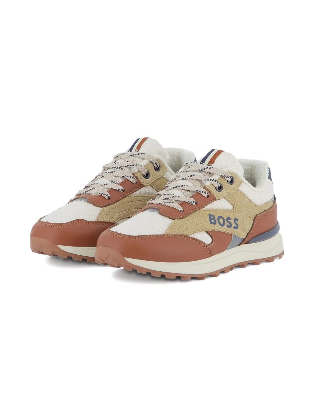 BOSS Kidswear colour-block sneakers Brown